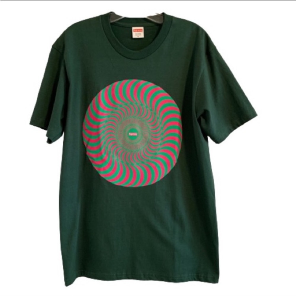 Supreme Spitfire SS18 Classic Swirl Tee in Dark Green Authentic NWOT